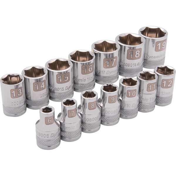 Tools 3/8" Drive 14 Piece 6 Point, Std Metric Socket Set, 6mm - 19mm